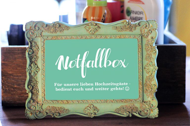 Notfallkörbchen Hochzeit Checkliste & Schild für eure Hochzeit Notfallbox