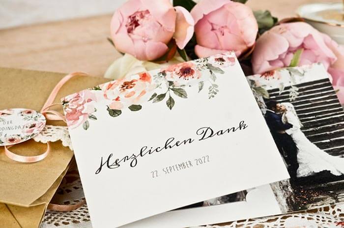 Dankeskarten Hochzeit Große Übersicht mit Tipps zu Text & Gestaltung!