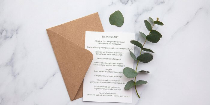 HochzeitsABC Praktische, lustige & nützliche Ideen zur jedem Buchstaben